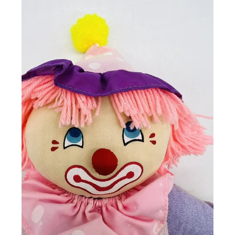 Russ Clown Plush Pink Purple Terry Cloth Stuffed Toy Pastel 12 inch Soft Lullaby